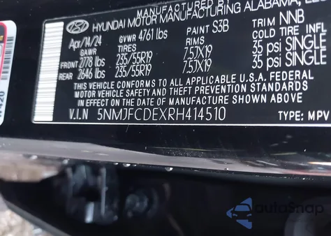 2024 Hyundai Tucson Sel from USA, damaged, VIN 5NMJFCDEXRH414510